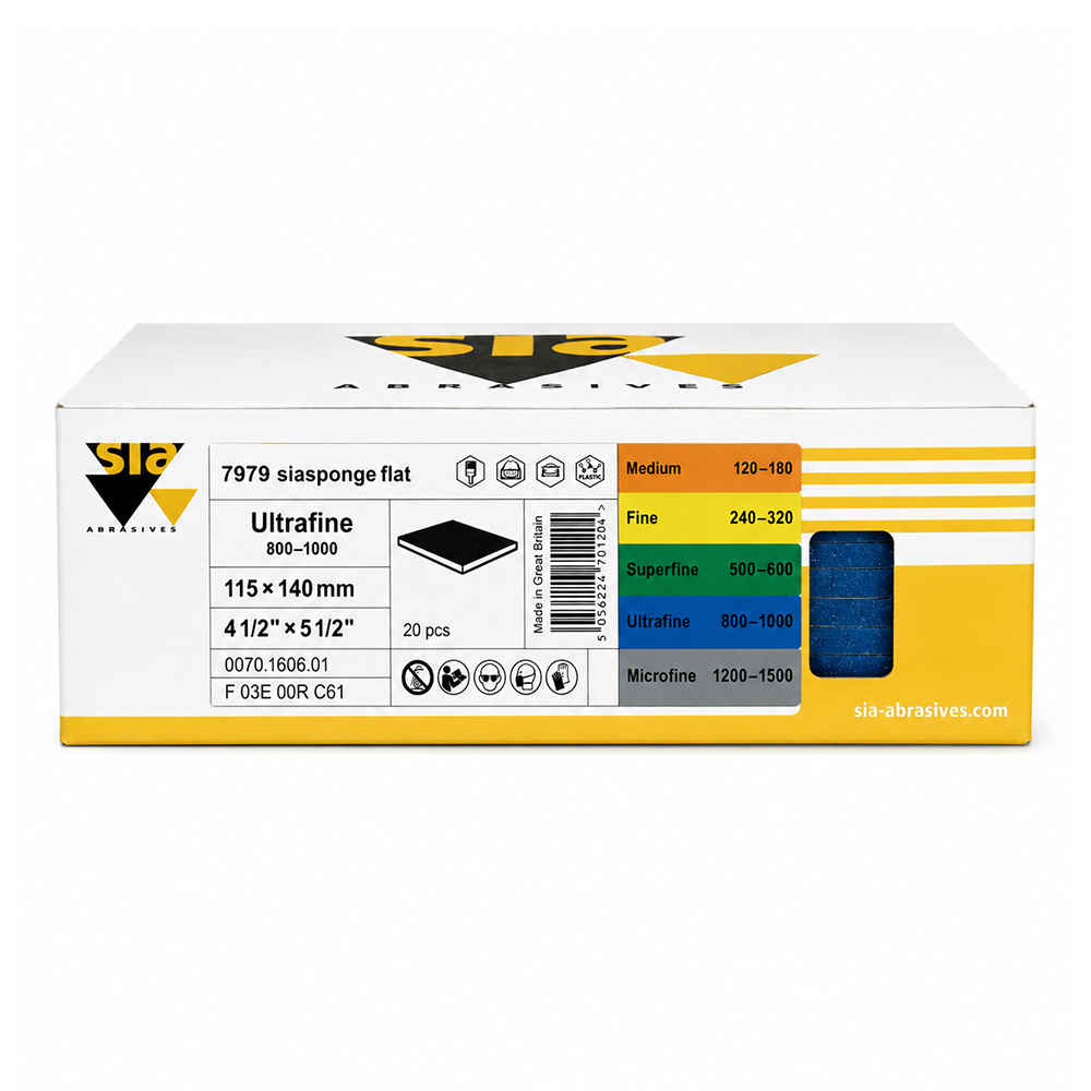 SIA 7979 Siasponge Flat Ultrafine Blue 115x140x5mm 20 Pack