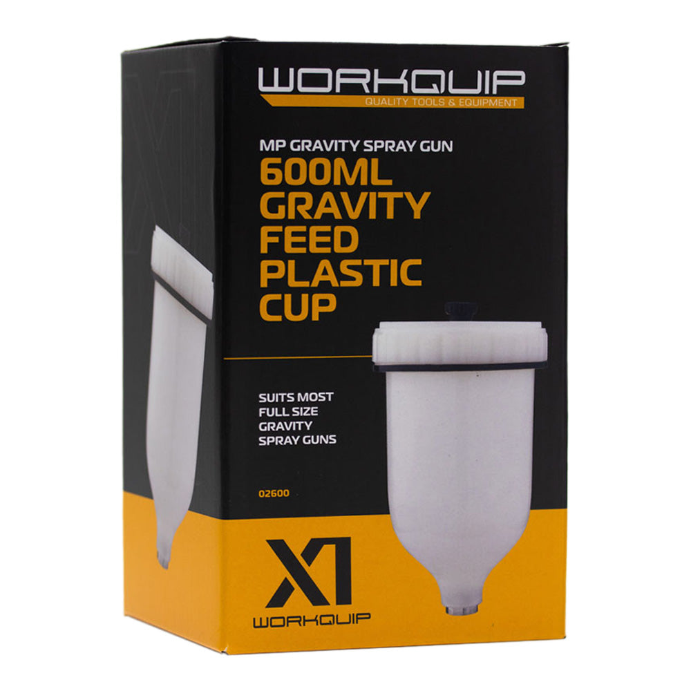 WORKQUIP X1 Gravity Spray Gun Plastic Cup 600mL 1/4" BSP Fitting