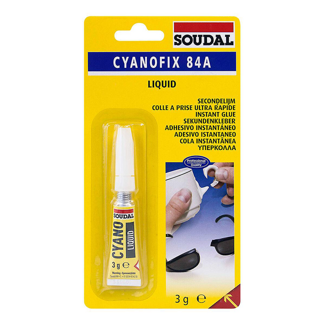 SOUDAL Cyanofix 84A Liquid Super Fast Solvent Free Instant Glue 3g Tube