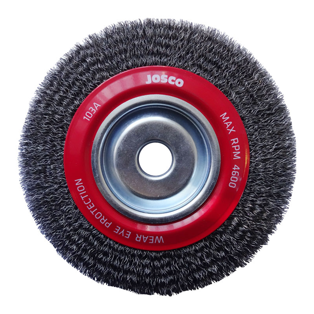 Josco 200mm x 19mm Multi-Bore Crimped Wheel Brush Paint Rust Removal