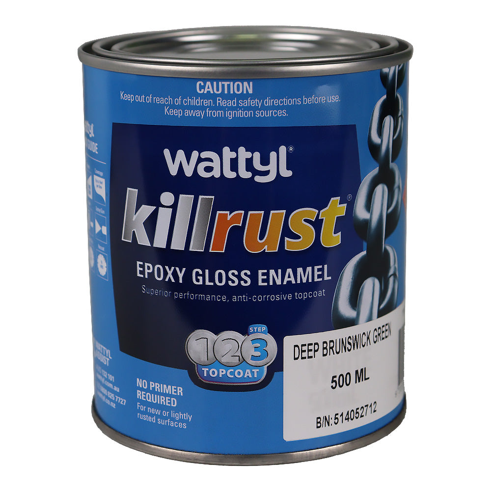 WATTYL Killrust Epoxy Gloss Enamel Deep Brunswick Green 500ml Rust Protection Metal Paint
