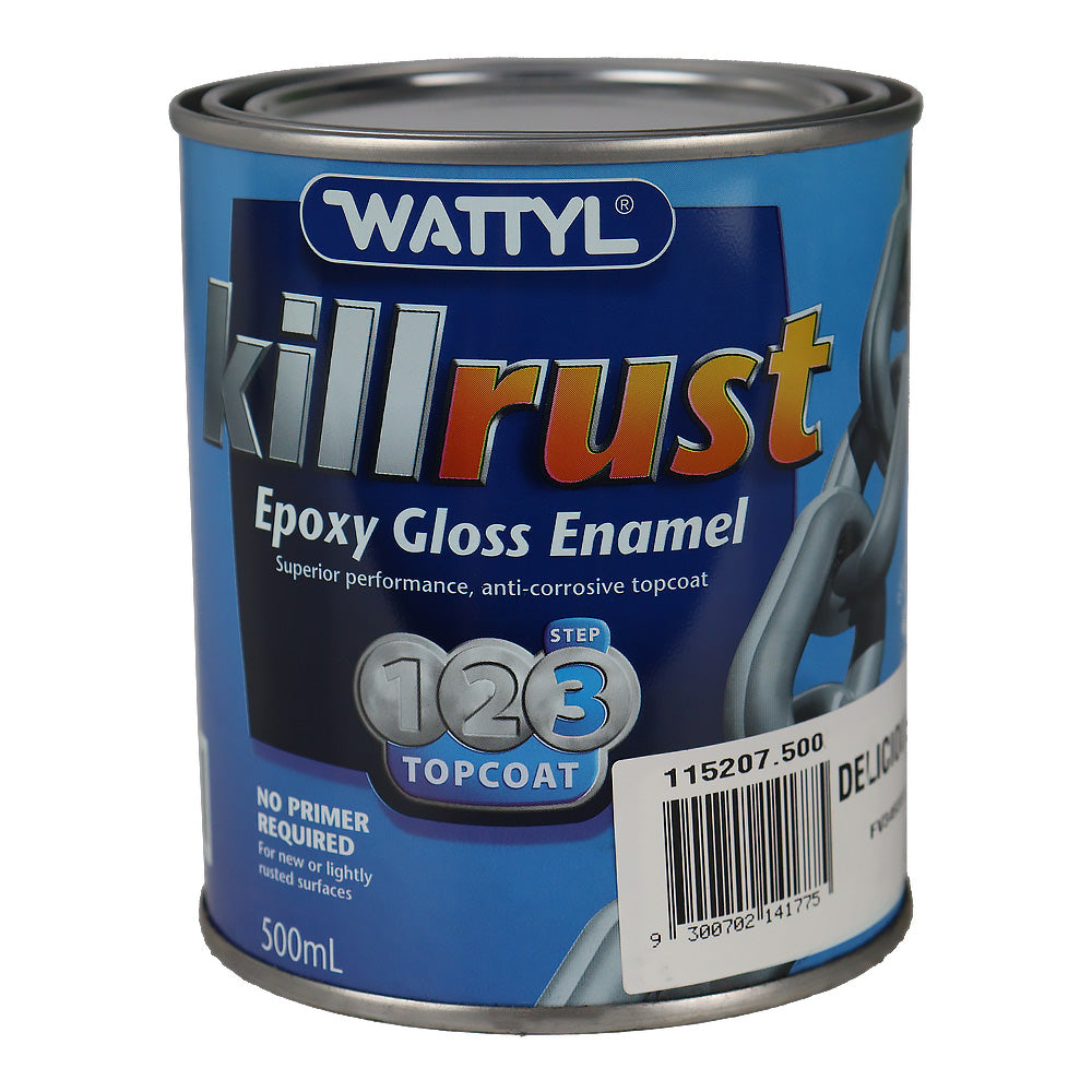 WATTYL Killrust Epoxy Gloss Enamel Delicious Red 500ml Rust Protection Metal Paint