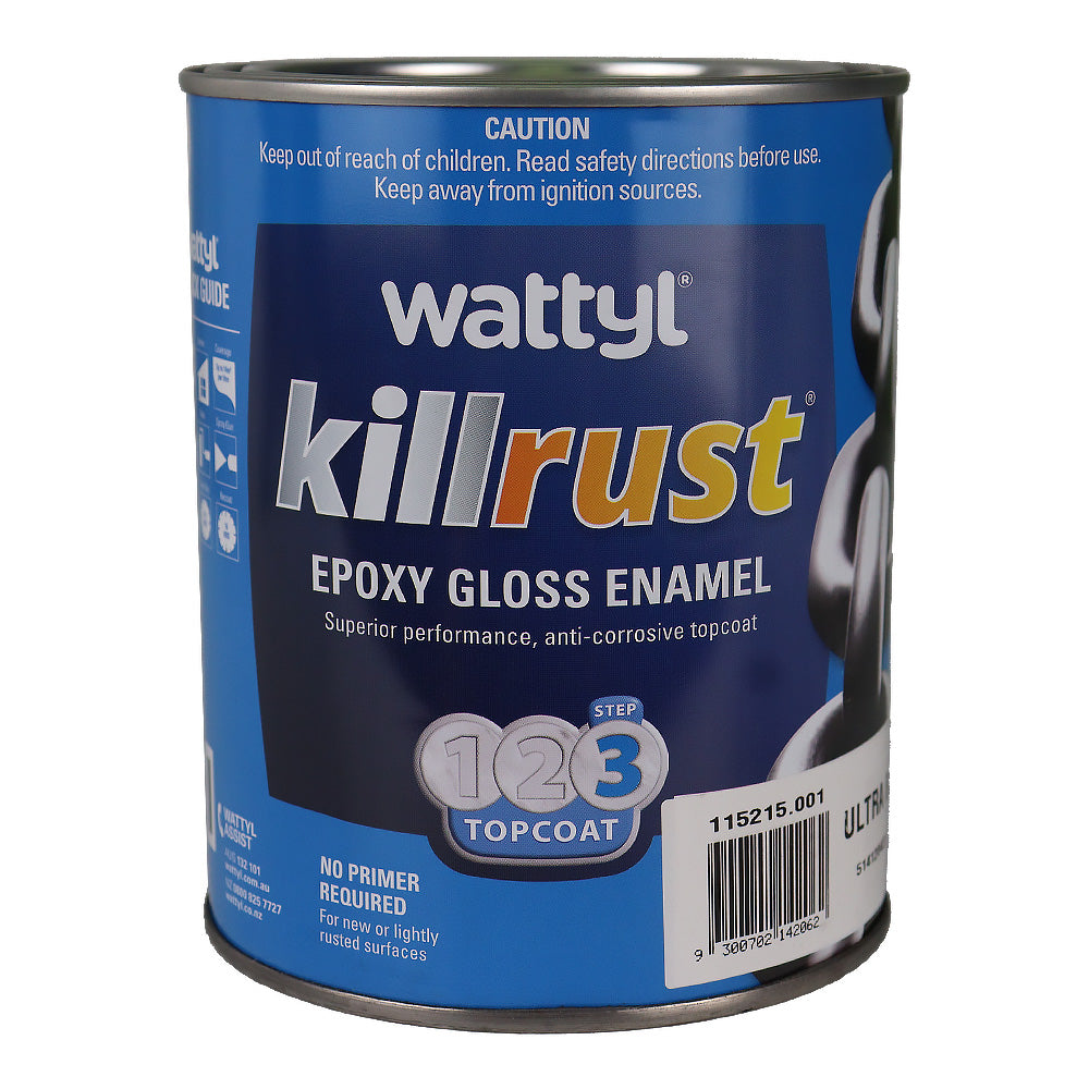 WATTYL Killrust Epoxy Gloss Enamel Ultra Blue 1L Rust Protection Metal Paint