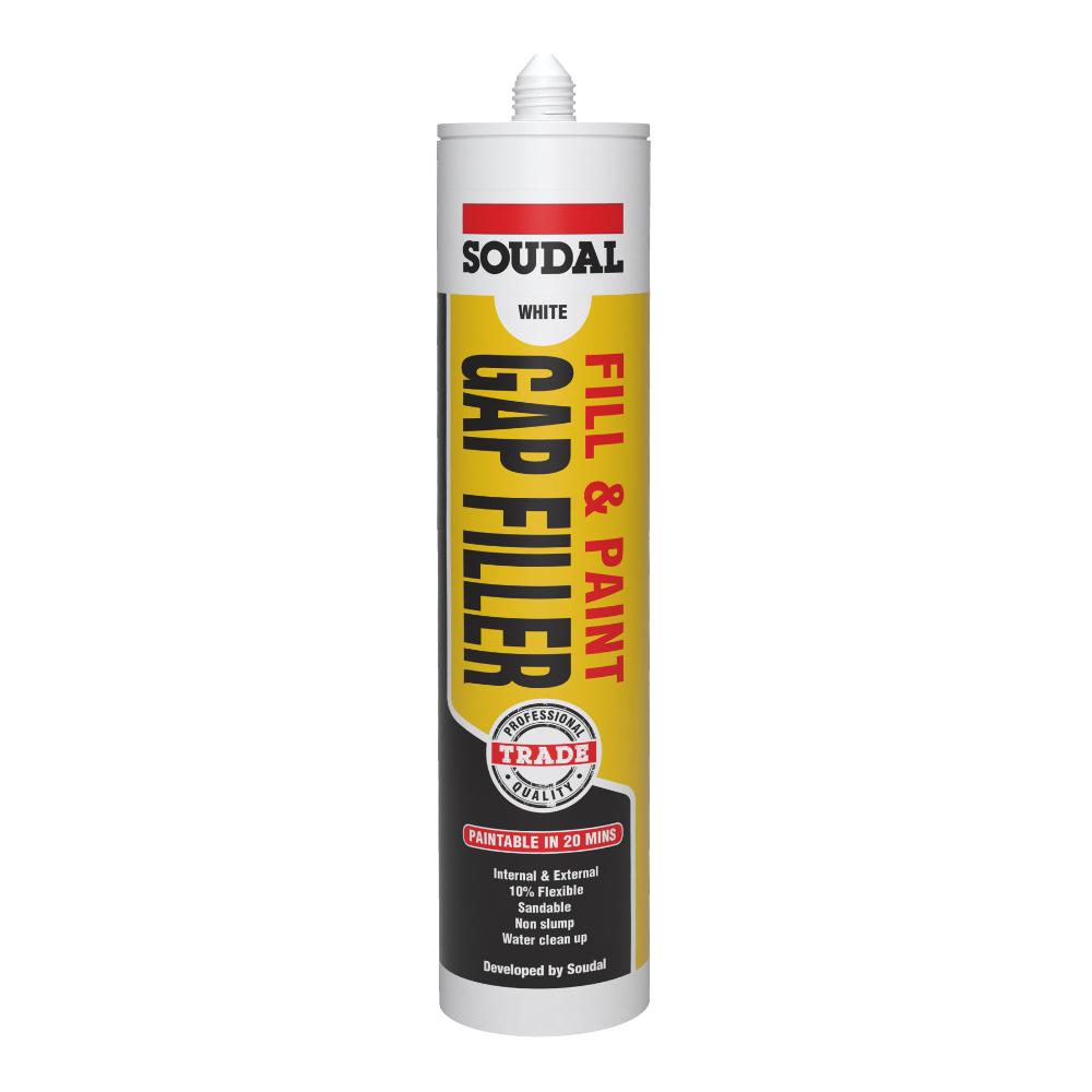 SOUDAL Fill and Paint Elastic Gap Filler 300ml White Cartridge