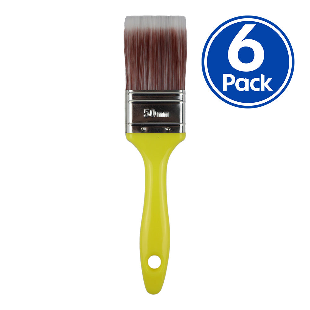C&A Yellow Brush 50mm x 6 Pack Varnish Paint Interior