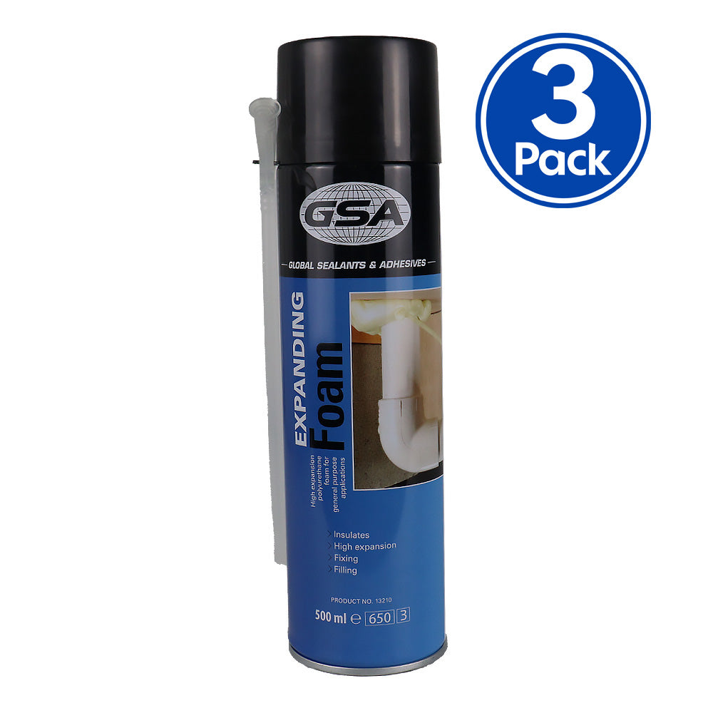 GSA Expanding Foam 500ml Insulation Gap Sealant Polyurethane Spray x3
