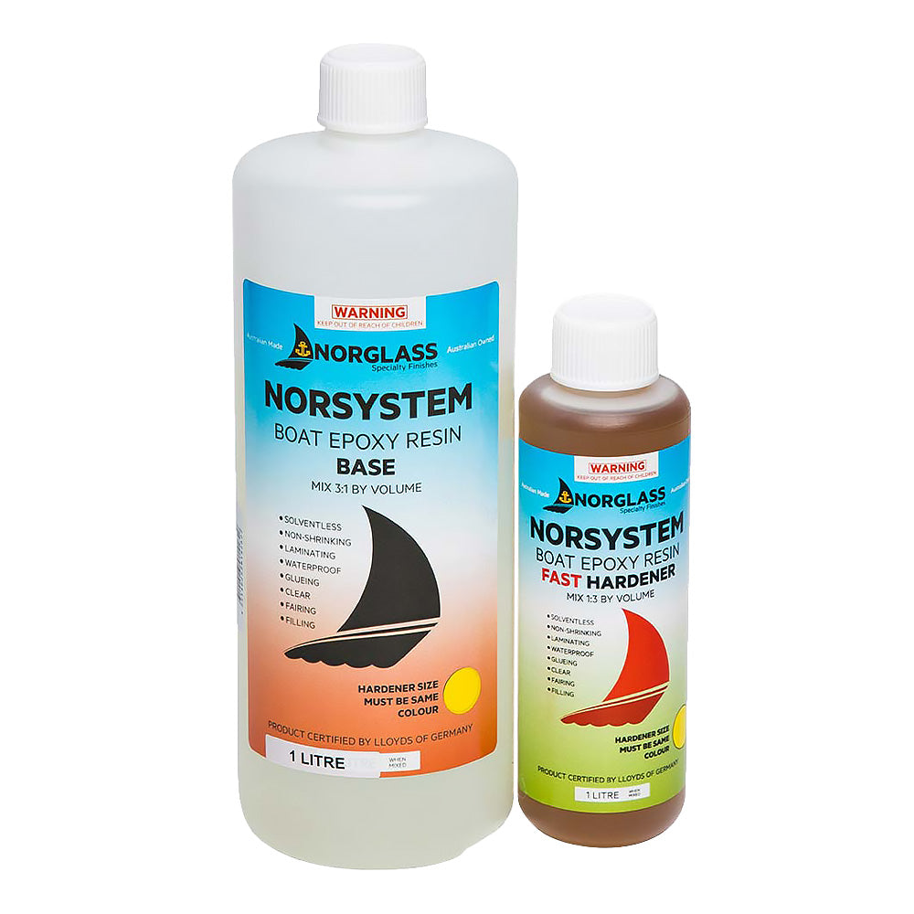 NORGLASS Norsystem Marine Boat Epoxy Resin Base + Fast Hardener 1L Clear