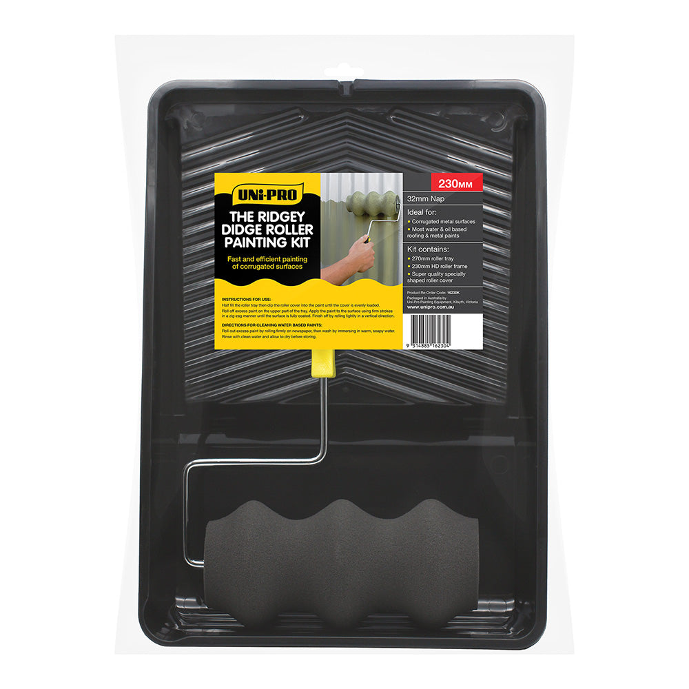 UNI-PRO Ridgey Didge Corrugated Roof Roller Kit 230mm Oil Water Based Painting