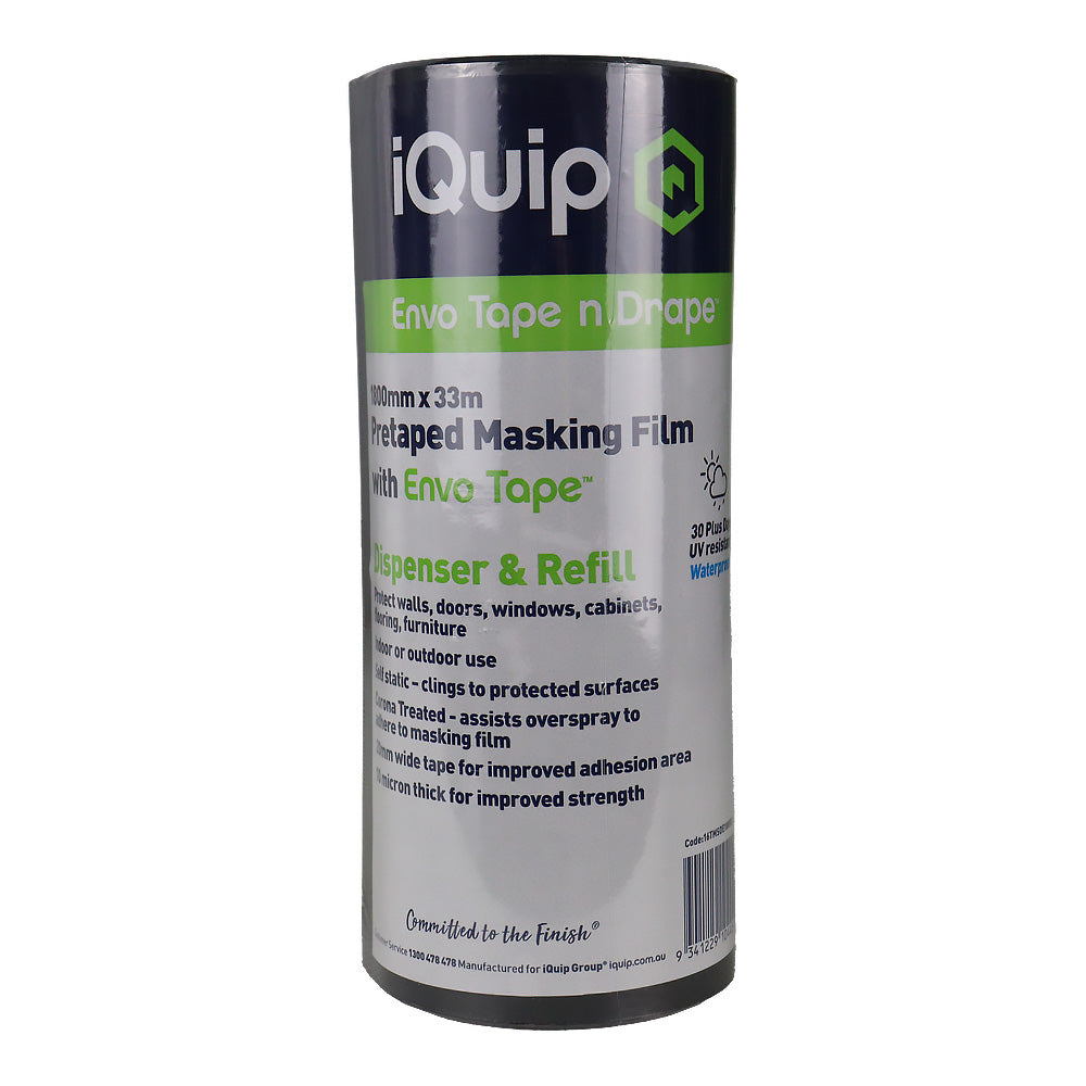 IQUIP Envo Pretaped Mask Film & Dispenser 1800mm X 33m Surface Protection