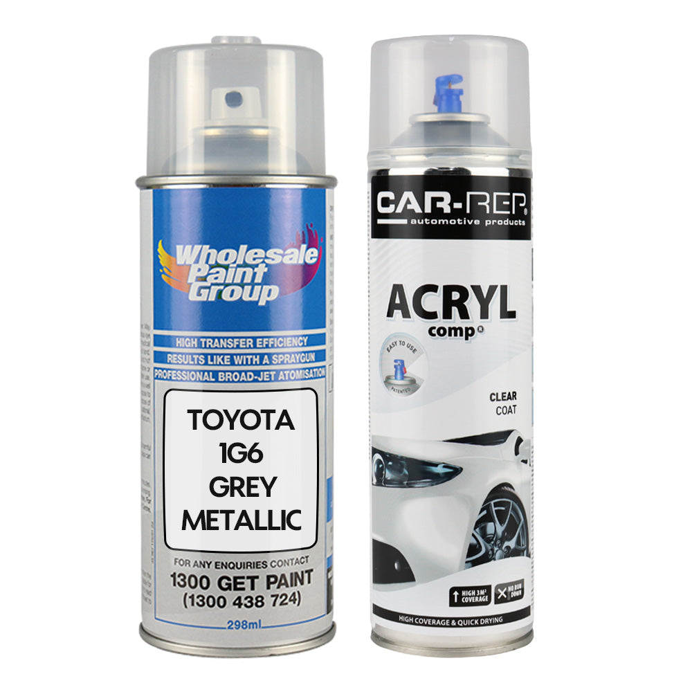 Auto Car Touch Up Spray Paint for Toyota 1G6 Grey Metallic Plus 1K Clear Coat