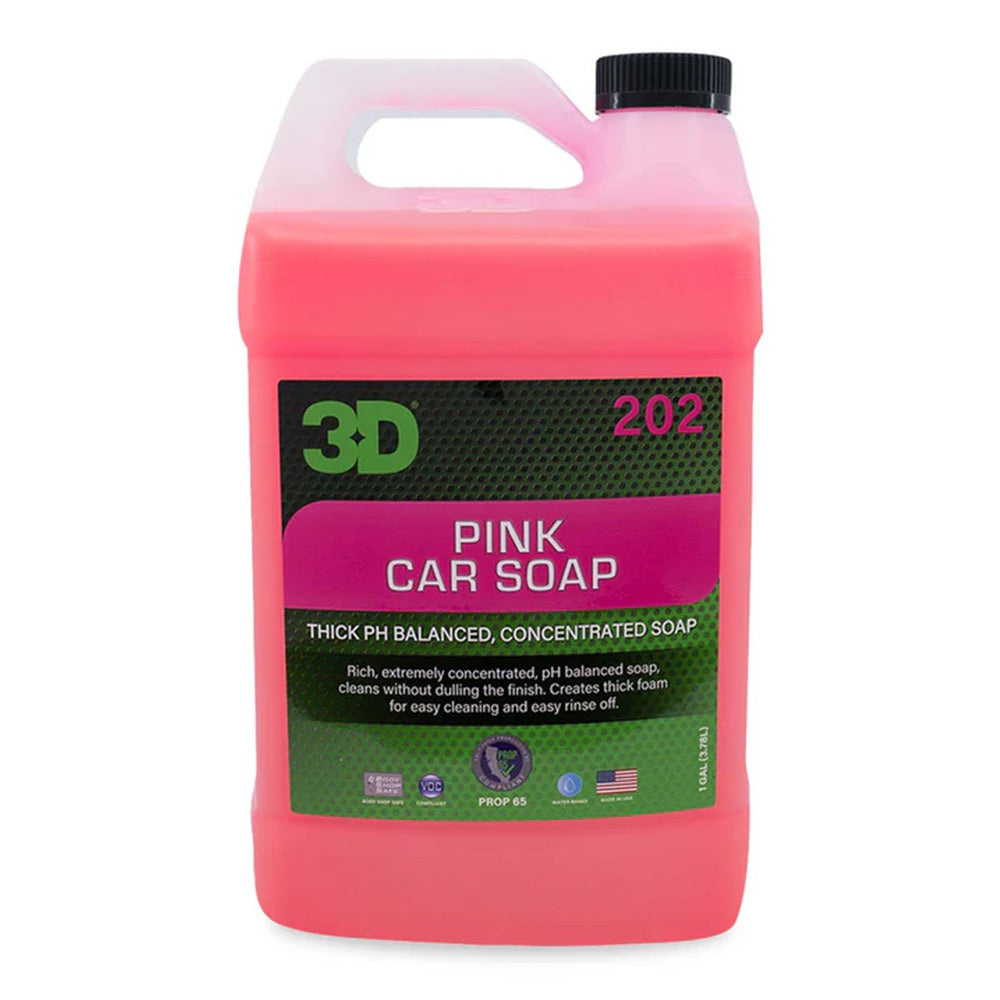 3D 202 Pink Car Soap 3.78L Cherry Scented pH Balanced Thick Suds Shampoo