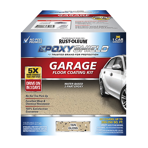 Rustoleum Epoxyshield Garage Floor Coating 3.55L Kit Gloss Tan Concrete Sealer