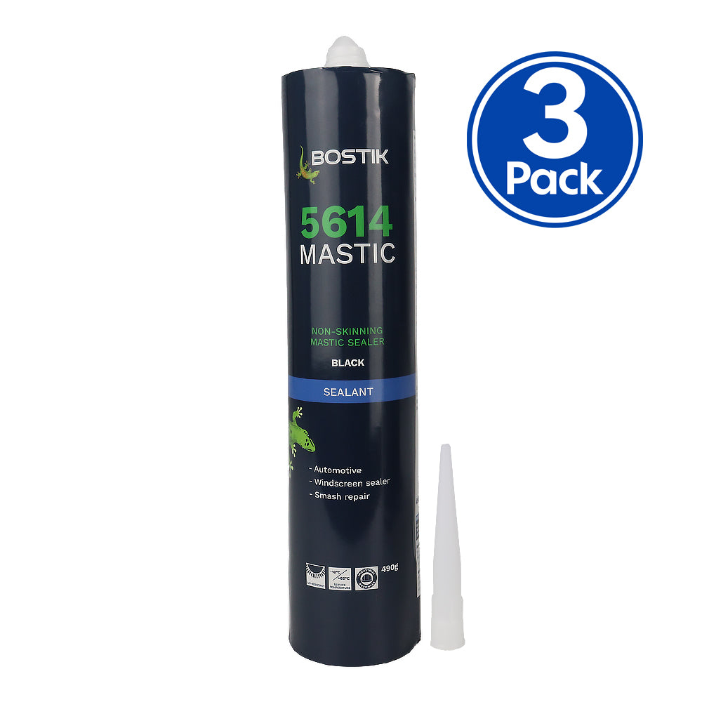 Bostik 5614 Mastic Non-Skinning Sealer 490gm Black x 3 Pack