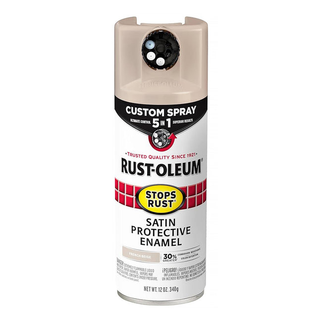 RUST-OLEUM Stops Rust Custom Spray Paint 5 in 1 Protective Enamel 340g Satin French Beige