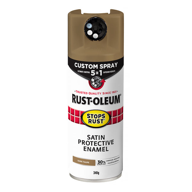 RUST-OLEUM Stops Rust Custom Spray Paint 5 in 1 Protective Enamel 340g Satin Dark Taupe