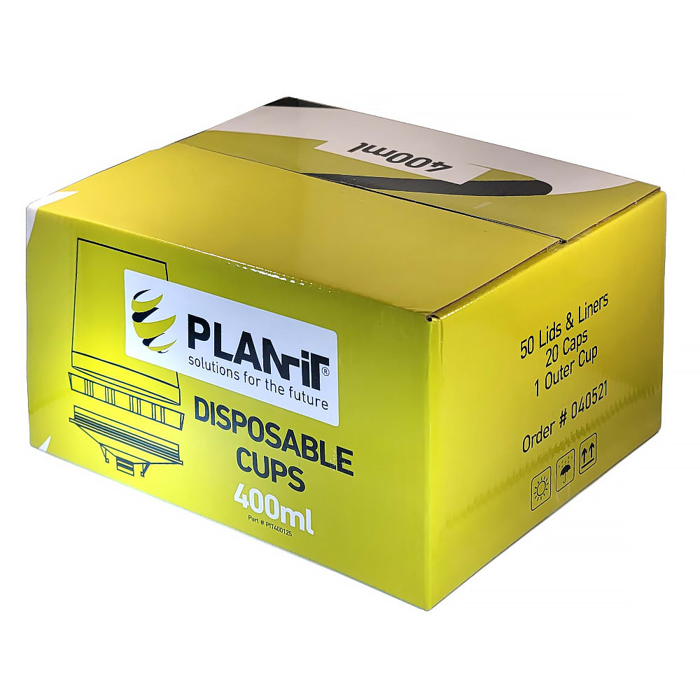 PLANIT Disposable Lids & Liners Kit 400ml 190um Filters PPS Cups