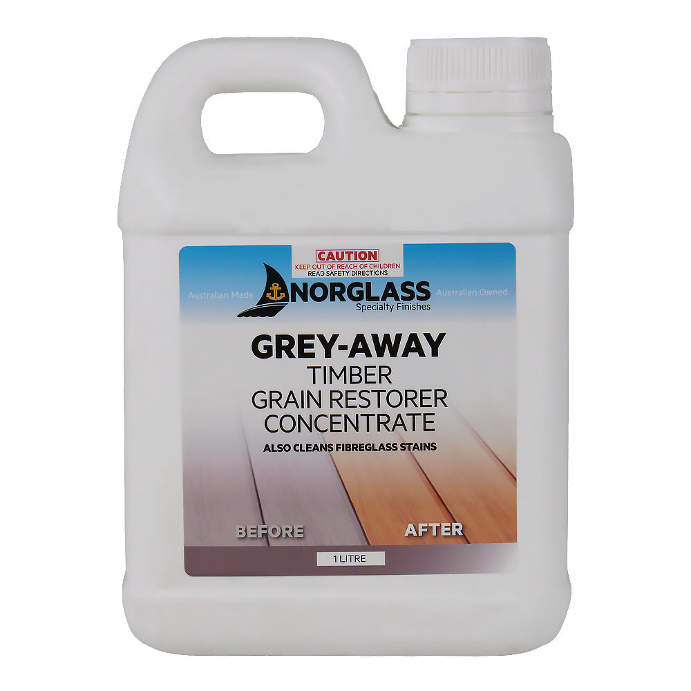 NORGLASS Grey-Away Grain Restorer 1L Timber Restoration Marine Deck Cleaner