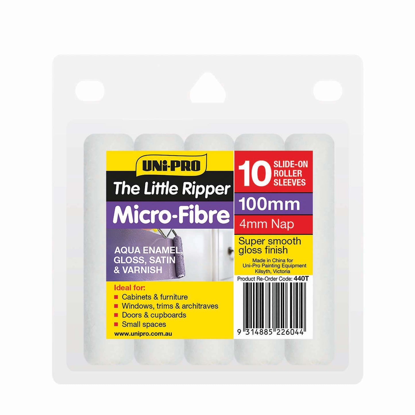 UNi-PRO 100mm Microfibre Covers 4mm Nap x 10 Pack