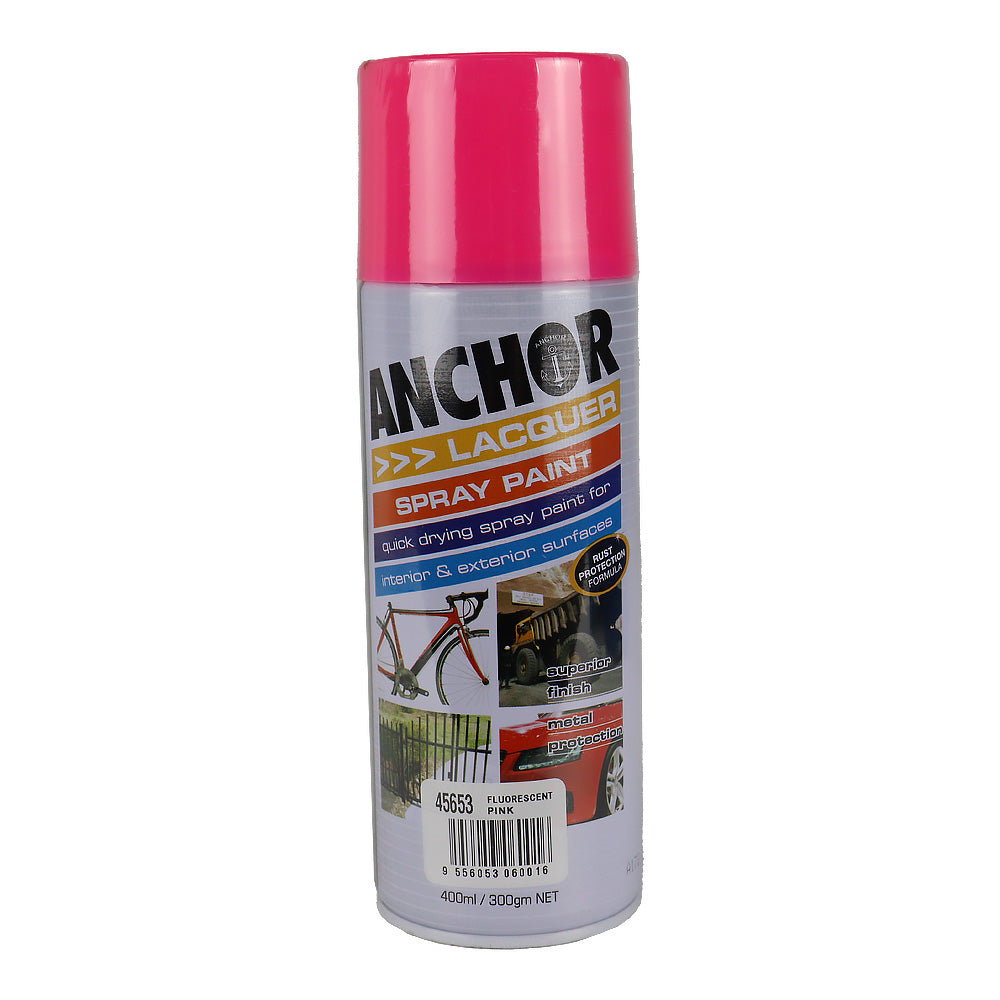 ANCHOR Lacquer Spray Paint Fluorescent Pink 300gm Aerosol Quick Drying
