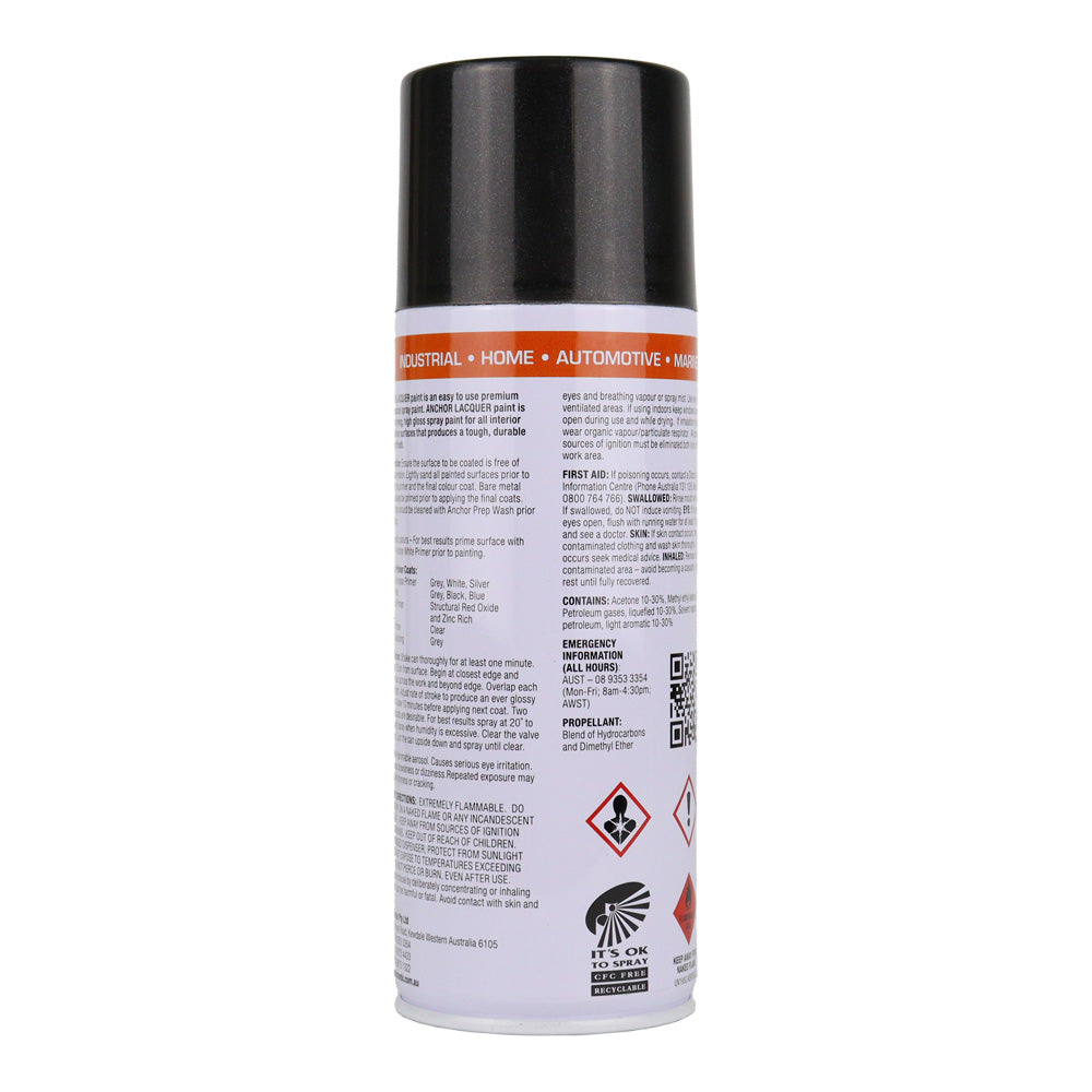 ANCHOR Lacquer Spray Paint Sparkling Black 300gm Aerosol Quick Drying