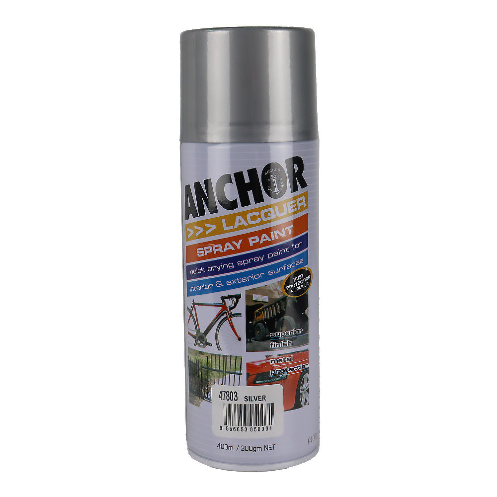 ANCHOR Lacquer Spray Paint Silver 300gm Aerosol Quick Drying