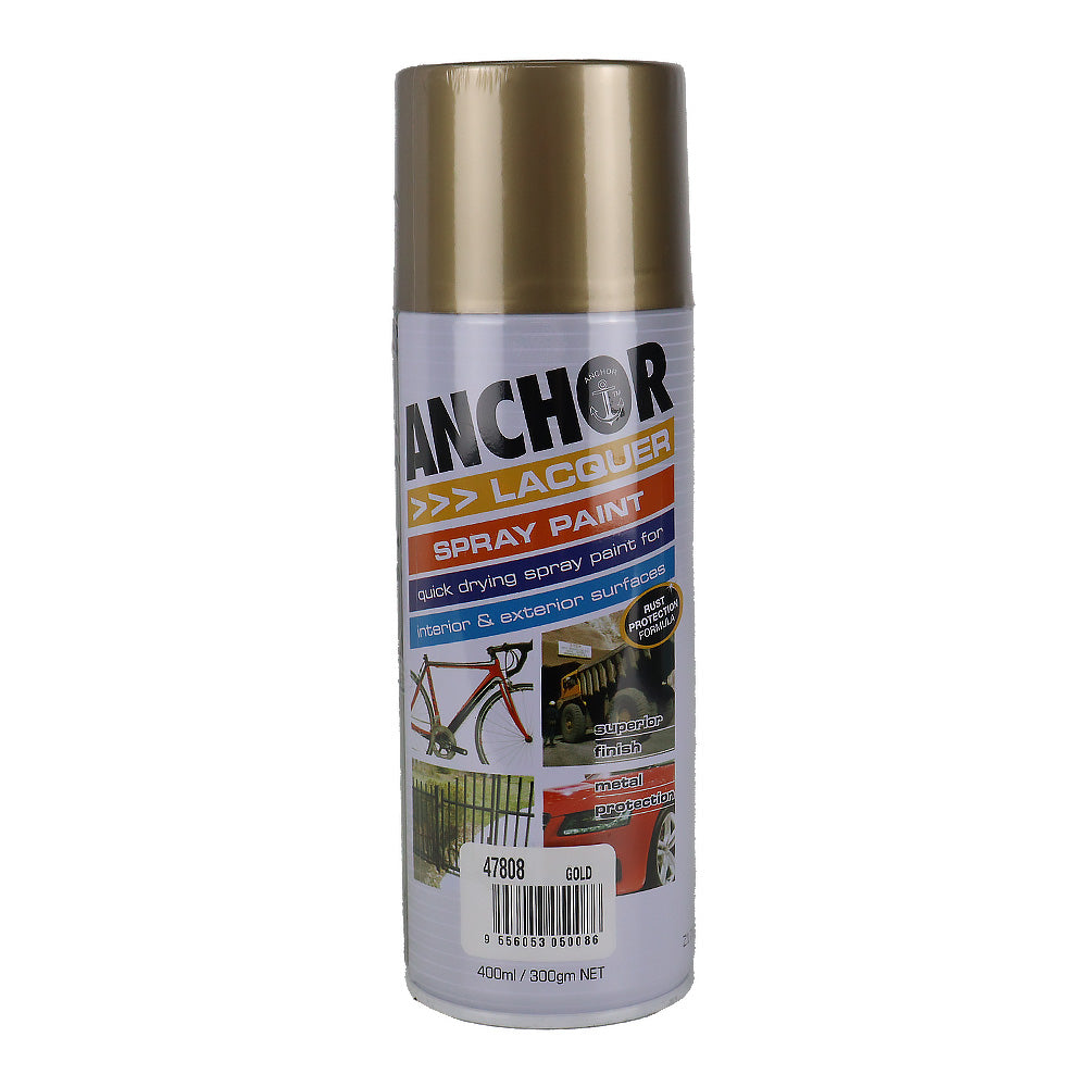 ANCHOR Lacquer Spray Paint Gold 300gm Aerosol Quick Drying