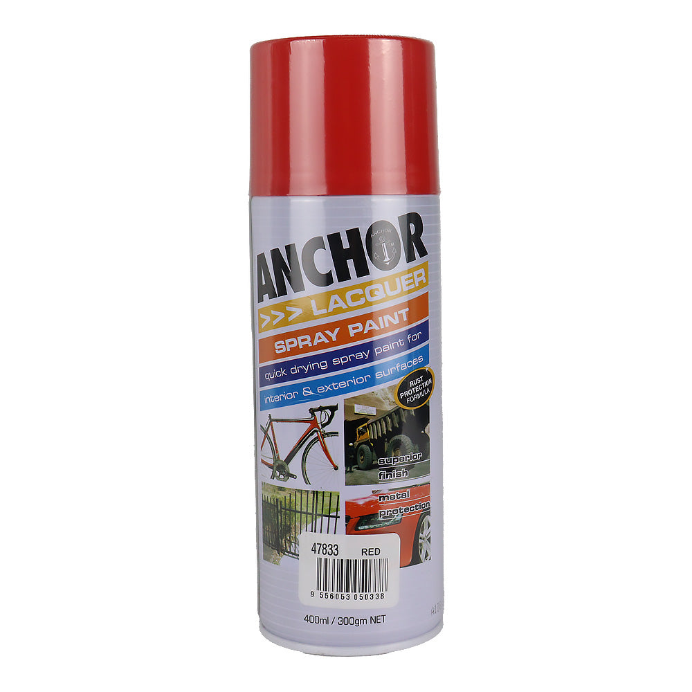 ANCHOR Lacquer Spray Paint Red 300gm Aerosol Quick Drying