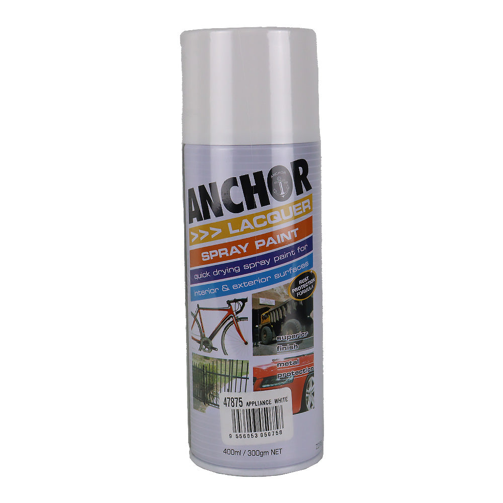 ANCHOR Lacquer Spray Paint Appliance White 300gm Aerosol Quick Drying