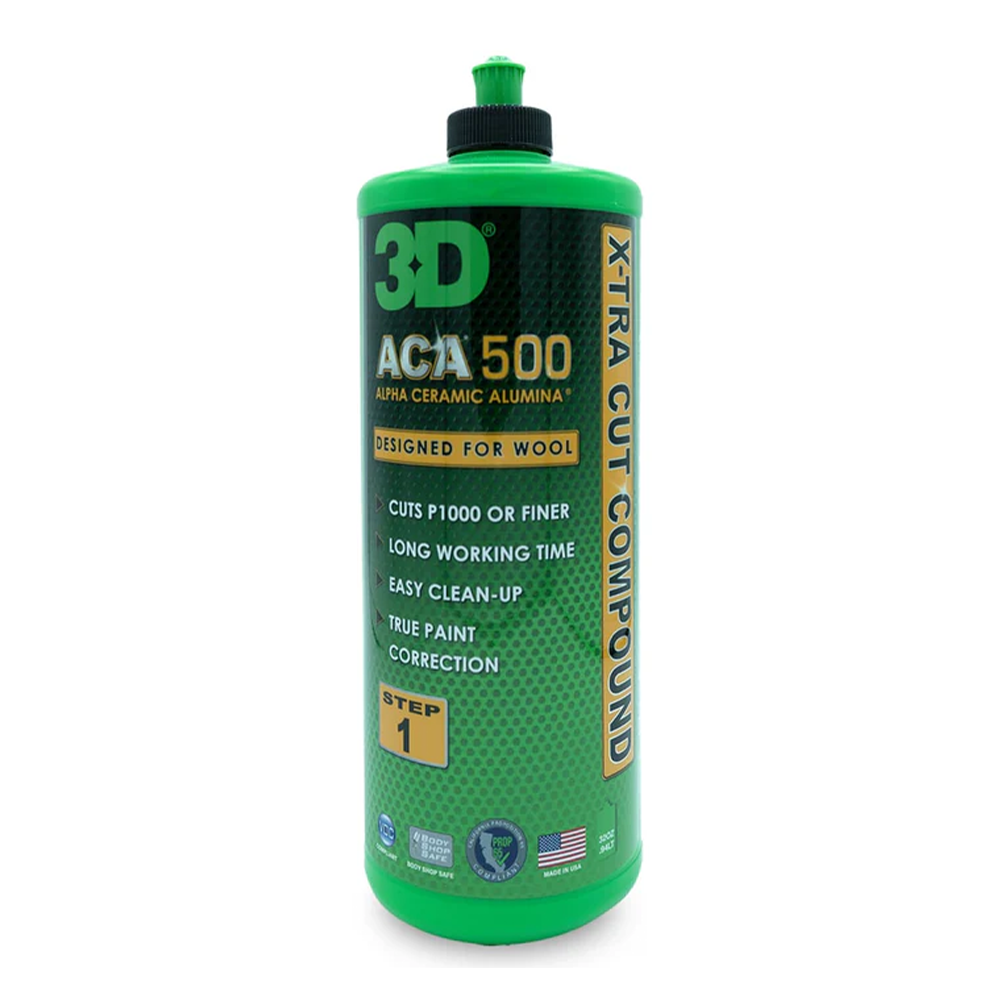 3D ACA 500 X-Tra Cut Compound 946ml Step 1 Cuts P1000 Cutting Wool Pad Buffing