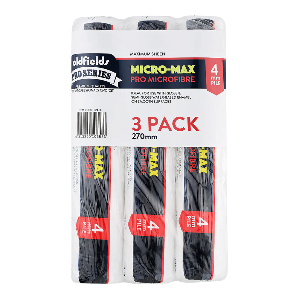 OLDFIELDS Pro Series Microfibre 270mm x 4mm Nap x 3 Pack For Waterbased Paint