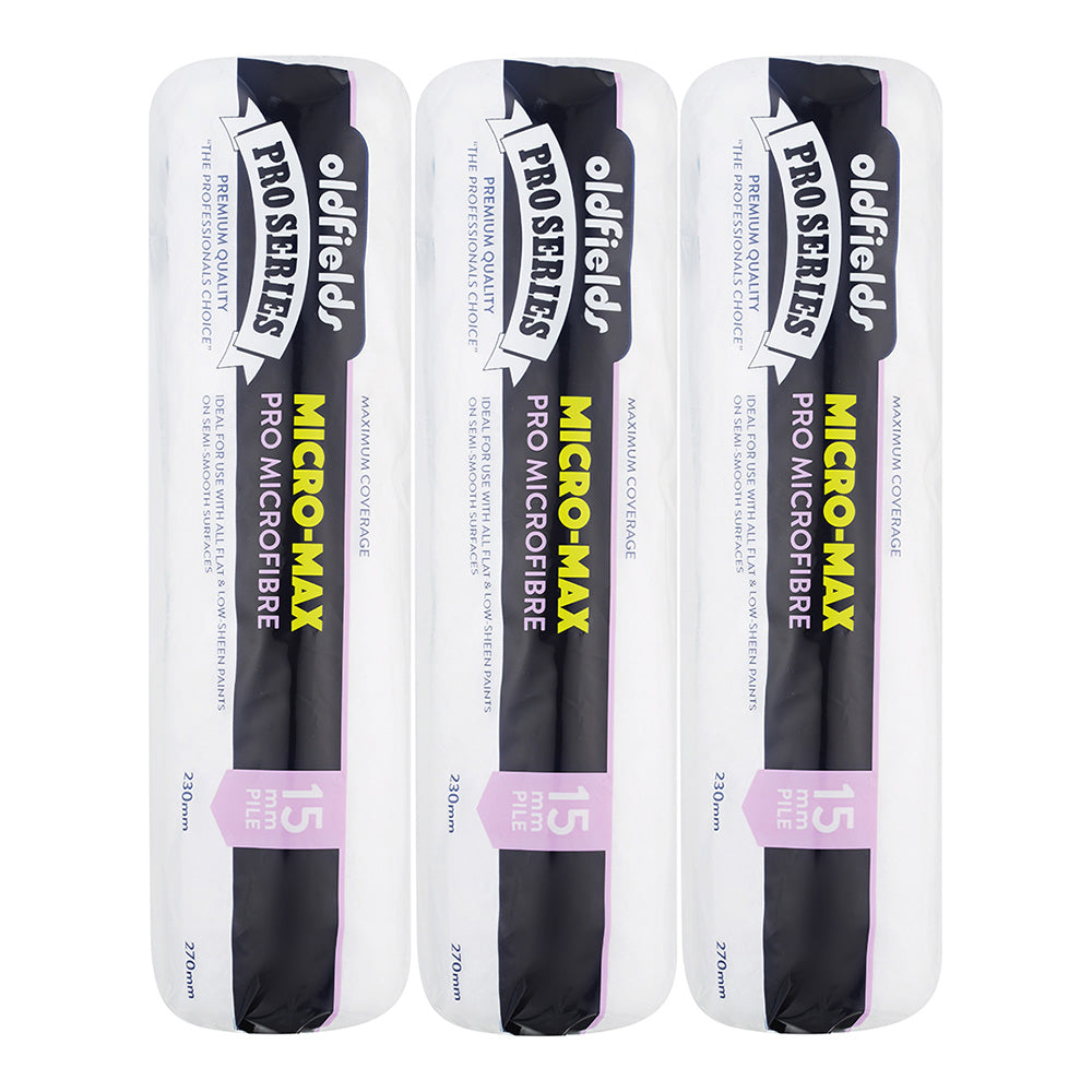 OLDFIELDS Pro Series Microfibre 270mm x 15mm Nap x 3 Pack For Waterbased Paint