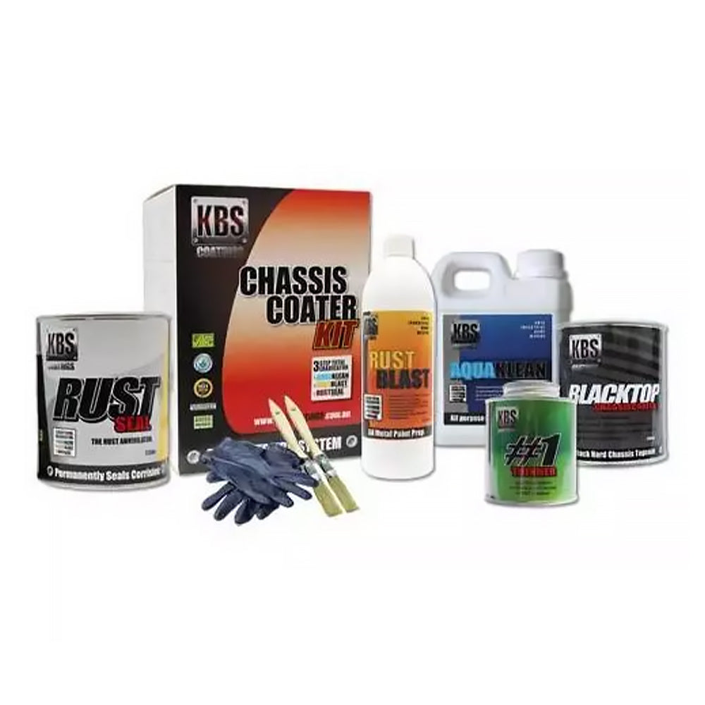 KBS Chassis Coater Kit Pro Satin Black Paint 3 Step Rust Prevention Coating