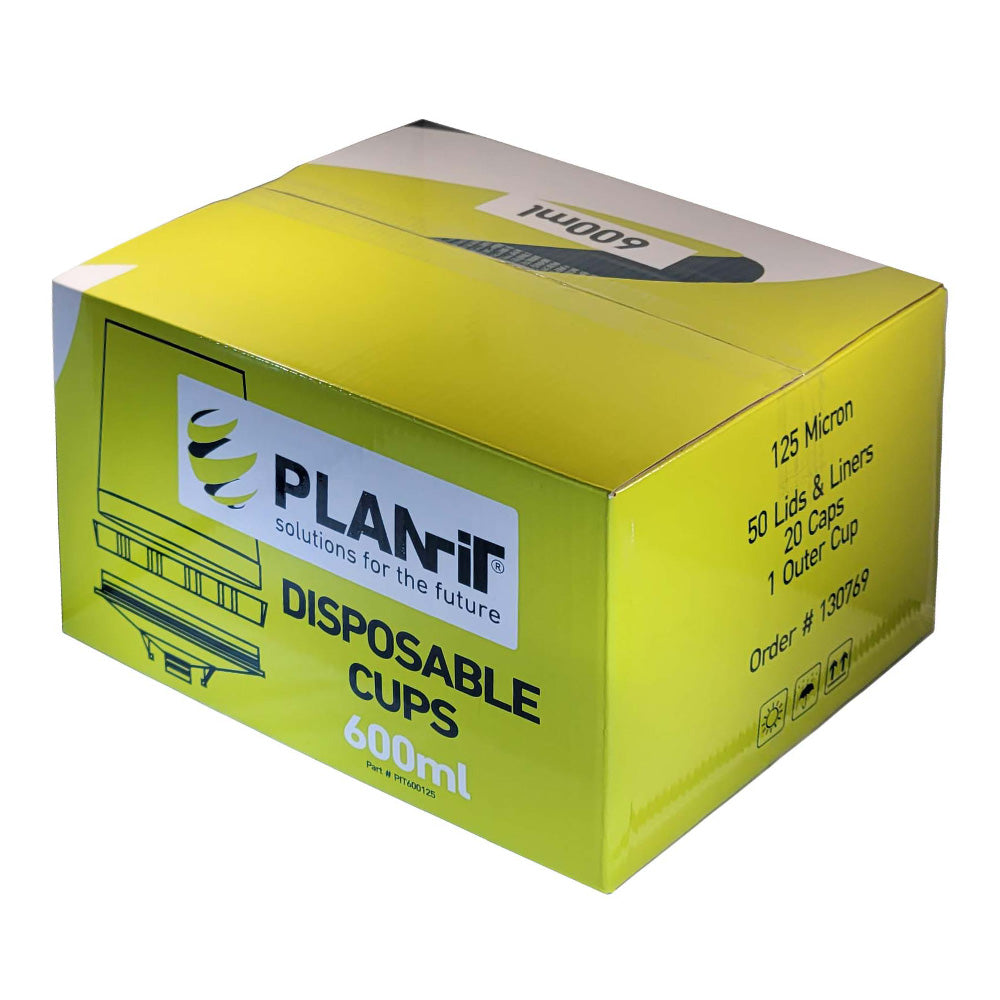 PLANIT Disposable Lids & Liners Kit 600ml 125um Filters PPS Cups