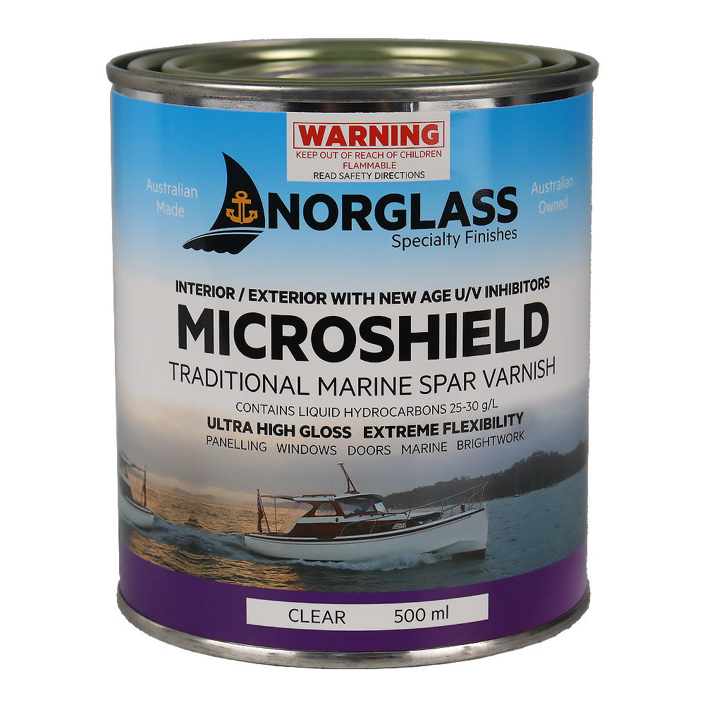 NORGLASS Microshield Marine Varnish 500ml High-Gloss Exterior Timber Protection