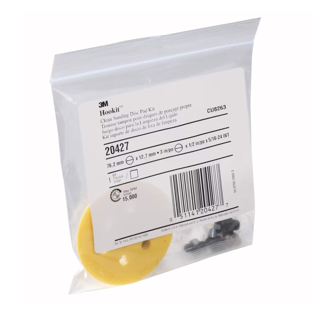 3M 20427 Clean Sanding Abrasive Disc Pad Kit 75mm 5 Adapters Back Up Backing