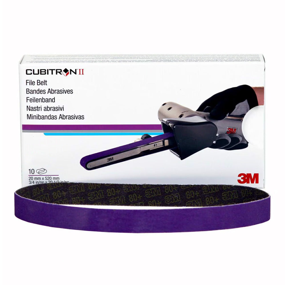 3M 33451 Cubitron II File Sanding Belt 60 Grit 520mm x 20mm x 10 Pack Box