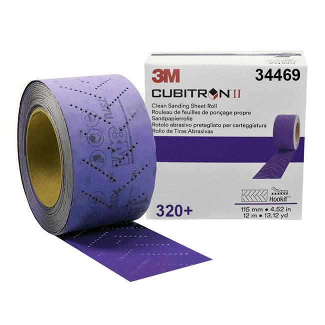 3M 34469 Cubitron Clean Sanding Sheet Roll 320 Grit 115mm x 12m