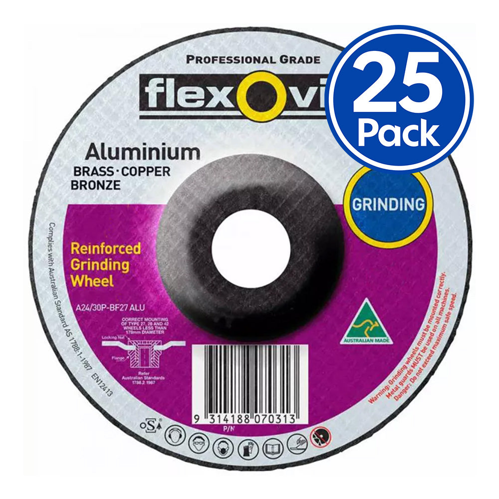 FLEXOVIT Depressed Centre Grinding Disc 125mm x 6.8 x 22mm Wheel Aluminium