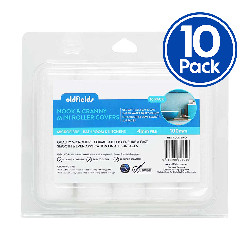 OLDFIELDS Nook & Cranny Microfibre Paint Roller Covers 4mm x 100mm x 10 Pack Cover