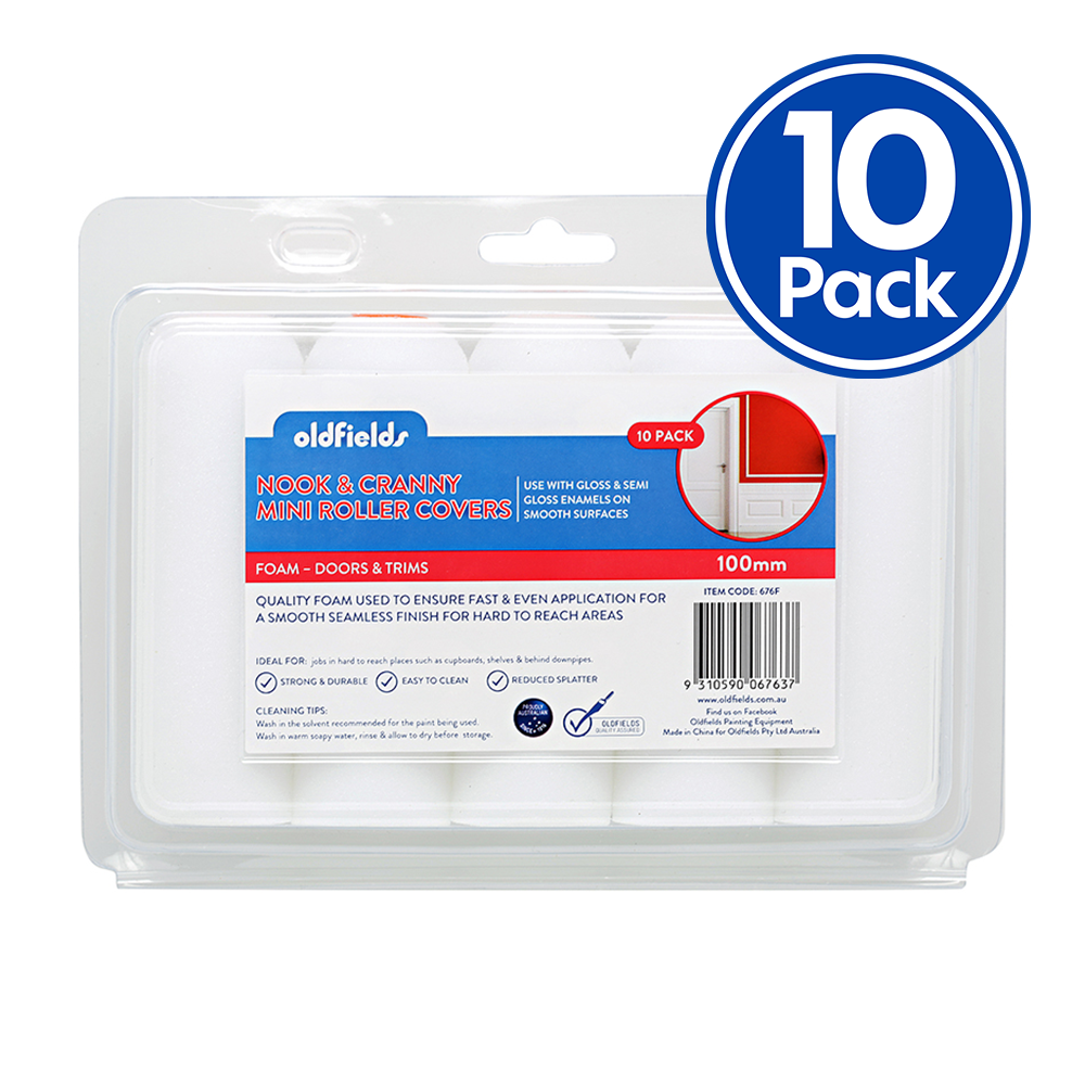 OLDFIELDS Nook & Cranny Foam Paint Roller Covers 100mm x 10 Pack Cover