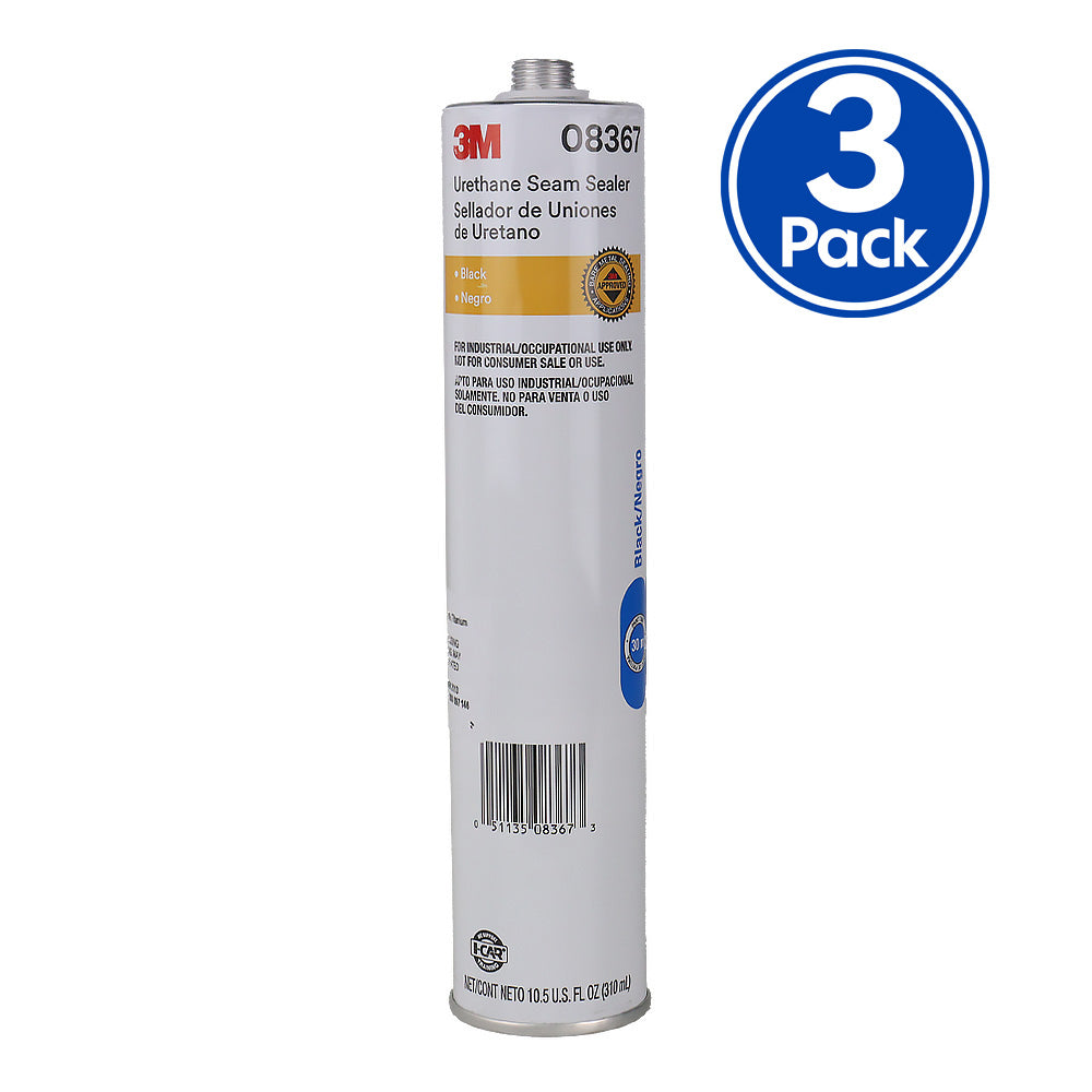3M 08367 Urethane Seam Sealer Black 310ml Cartridge Paintable x3