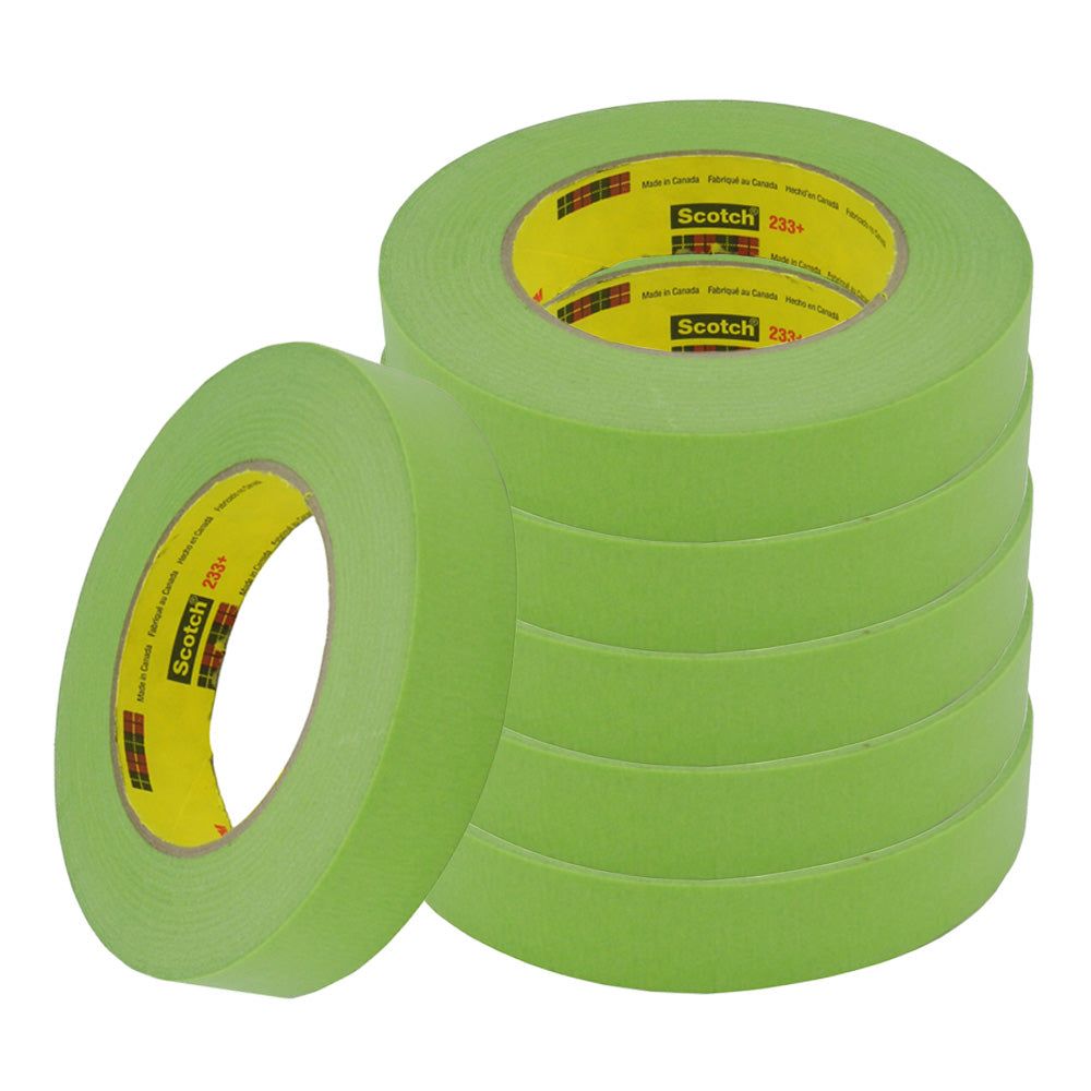 3M Scotch 233+ Performance Automotive Masking Tape 24mm x 55m Roll Green x 6 Pack