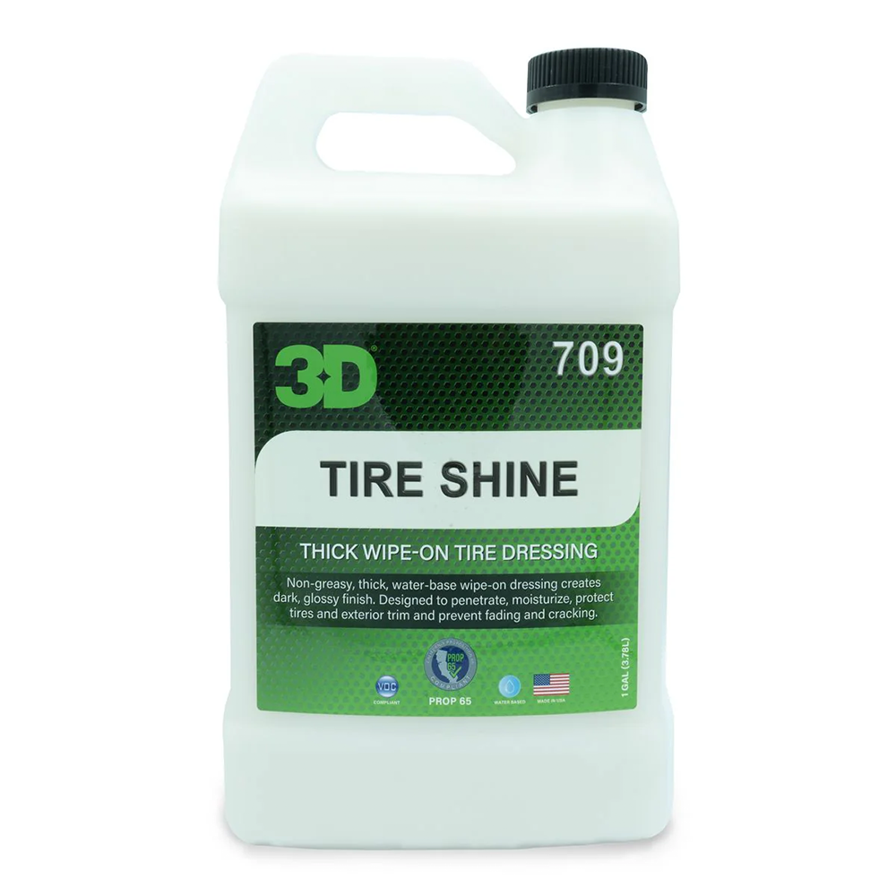 3D 709 Tire Shine 3.78L Thick Wipe-On Tyre Dressing Water Based Gel