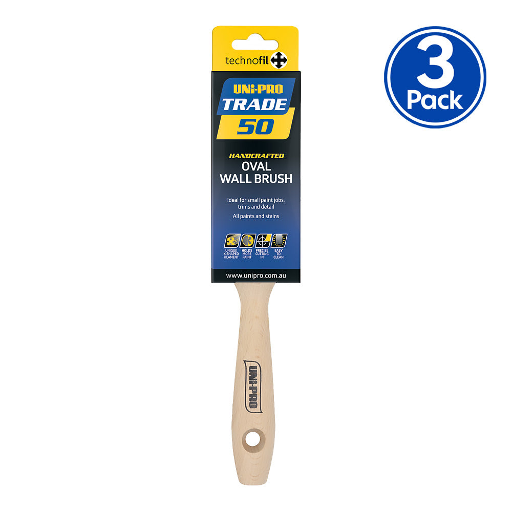 UNi-PRO Trade Oval Wall Brush 50mm Professional Paint Application x3