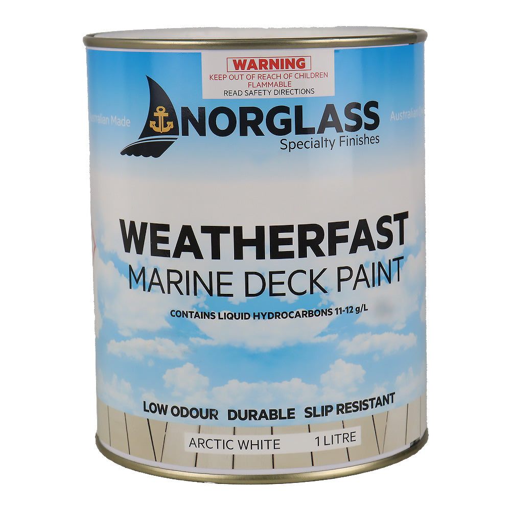 NORGLASS Weatherfast Marine Deck Paint Arctic White 1L Slip-Resistant Coating