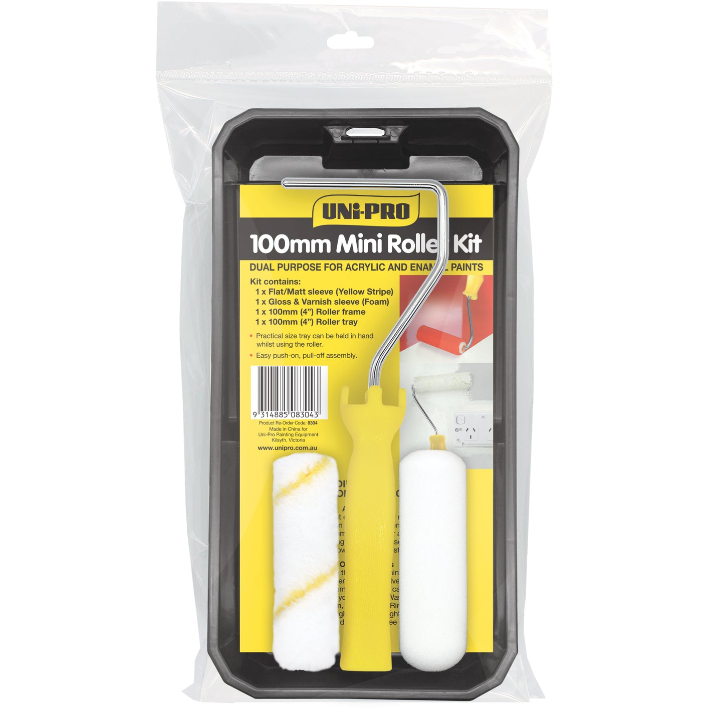 UNi-PRO Acrylic Enamel Mini Roller Kit 100mm Smooth Finish Painting Set