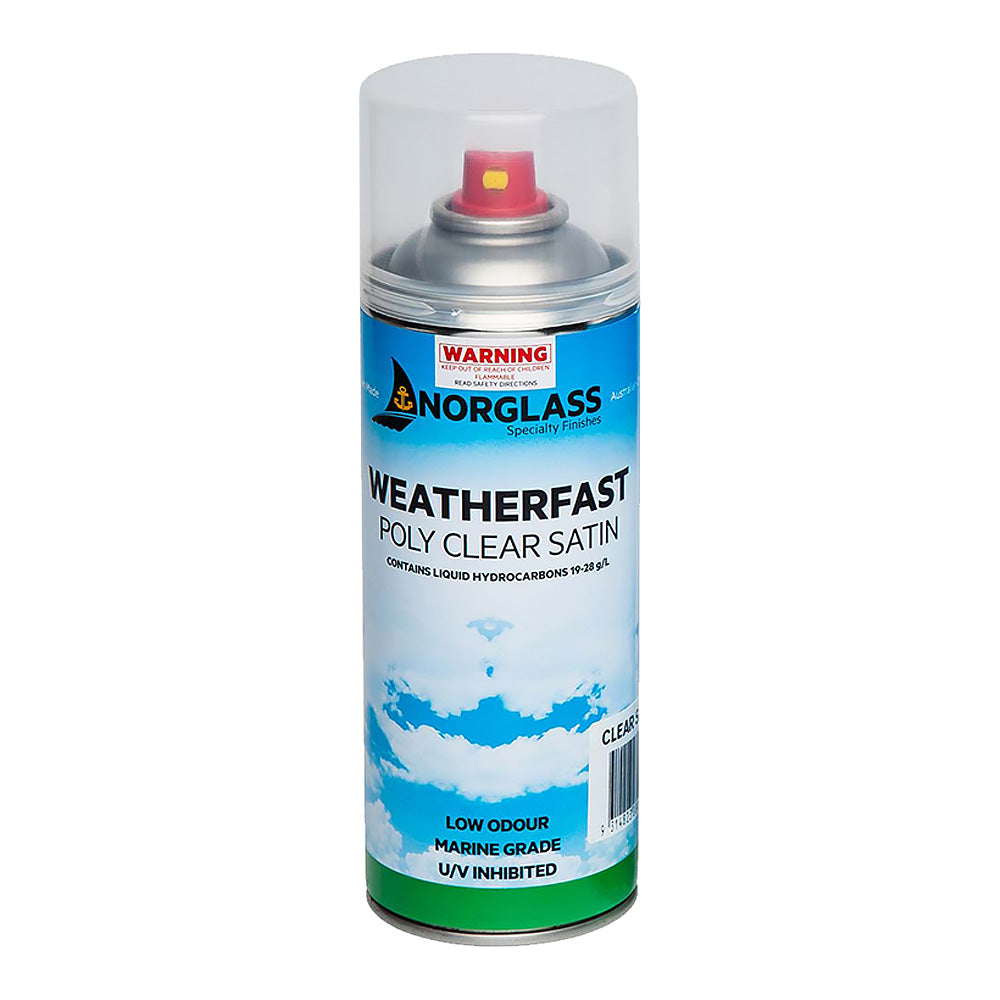NORGLASS Weatherfast Poly Clear Satin 300g Aerosol Marine Varnish UV Resistant