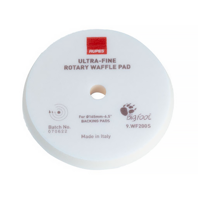 RUPES Bigfoot Rotary Hook On Foam Waffle Pad Ultra Fine White 170 mm - 180 mm
