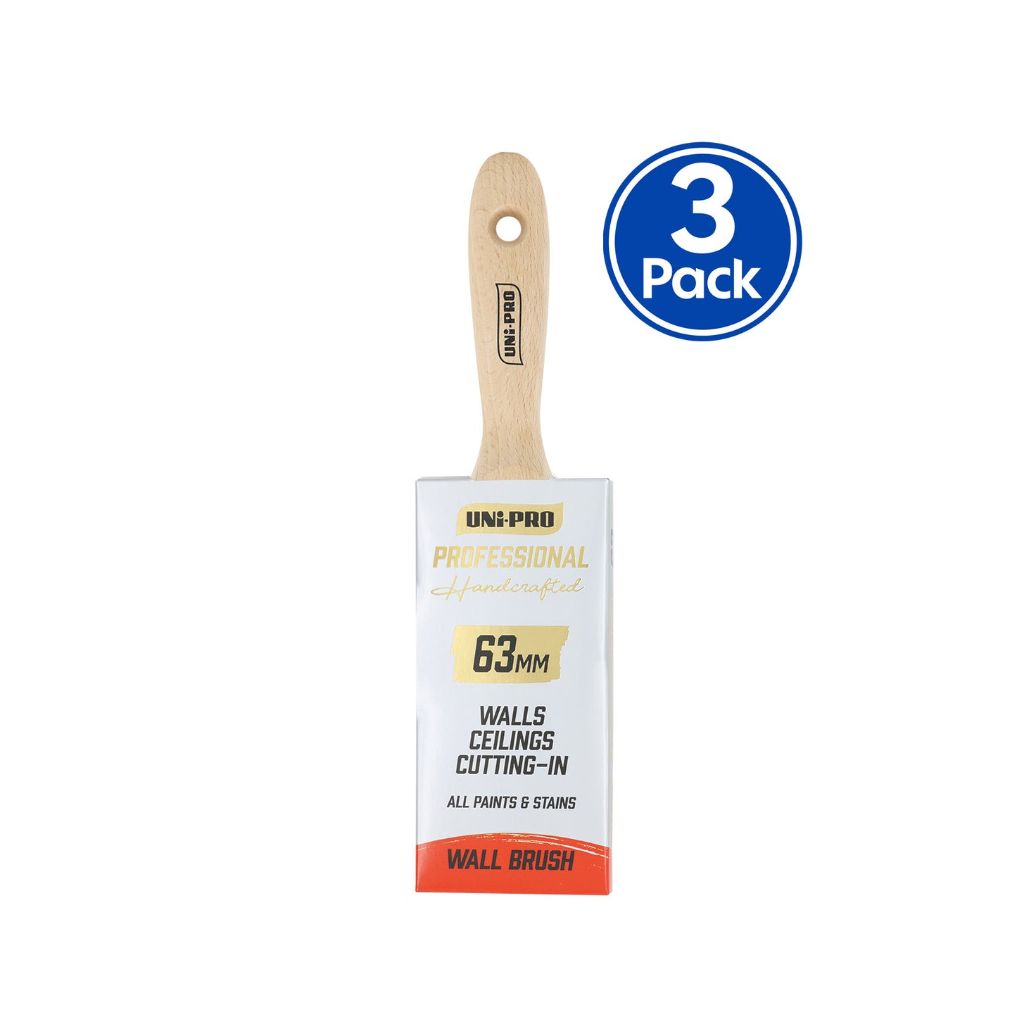 UNi-PRO Professional Wall Brush 63mm Interior Exterior Painting Tool x3