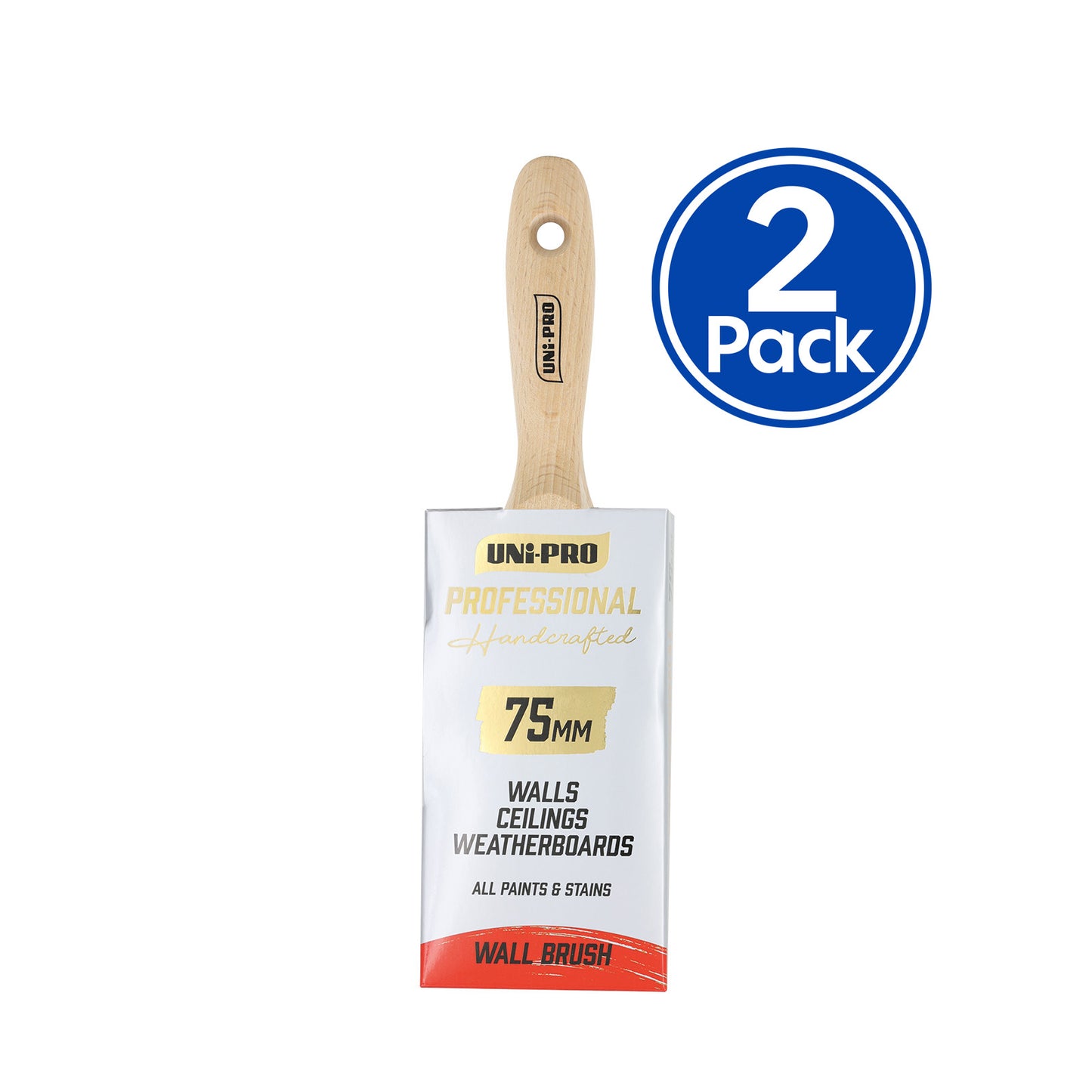 UNi-PRO Professional Wall Brush 75mm Interior Exterior Painting Tool x2